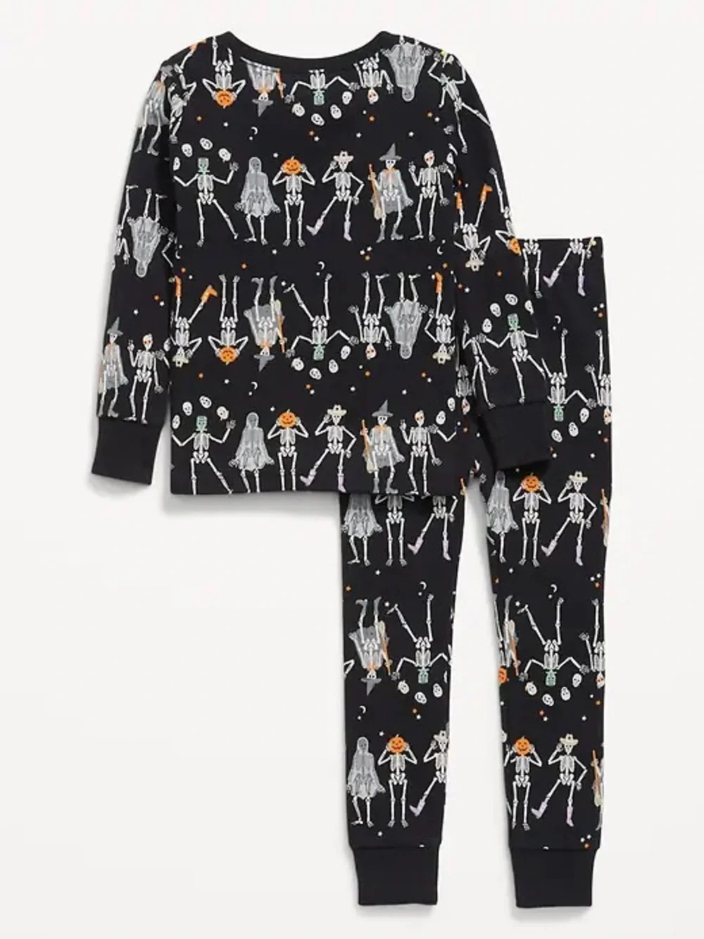 Toddler Old Navy Black Halloween Skeleton & Pumpkin Pajama Set